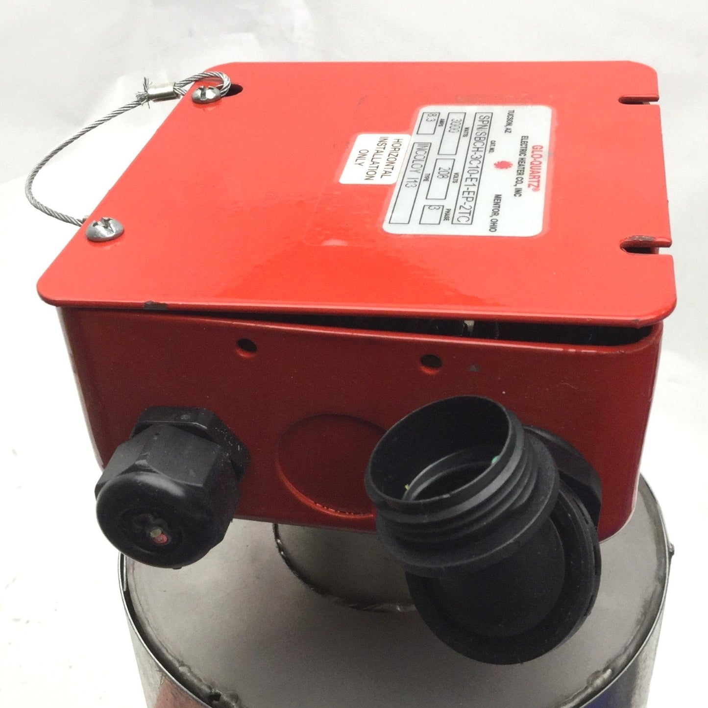 Used GLO-QUARTZ SPN/SBCH-3C10-E1-EP-2TC Screw Plug Heater, 3000W, 3 PH, 8.3A, 208V