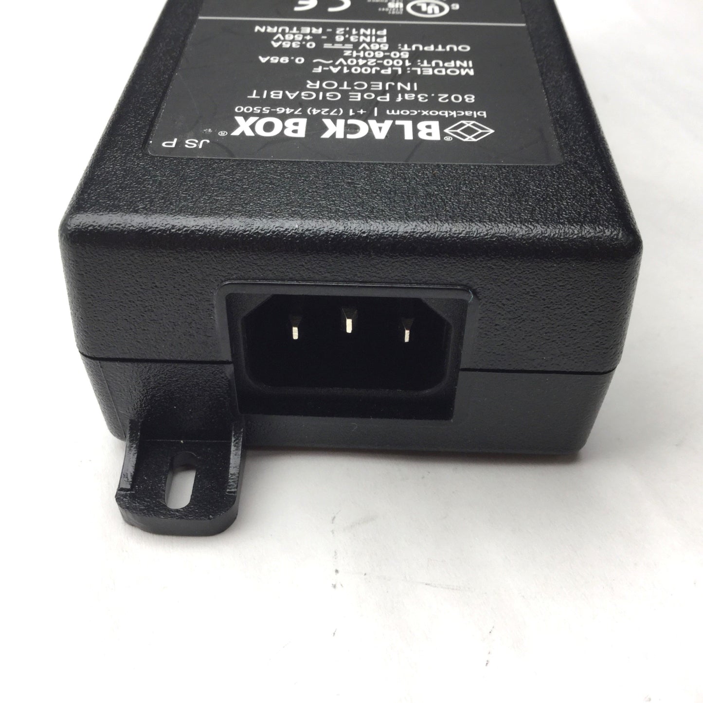 Used Black Box LPJ001A-F 802.3af PoE GIGABIT INJECTOR In: 100-240VAC, Out: 56VDC