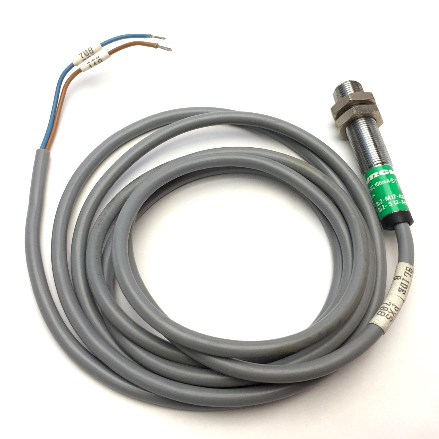 Used Turck Bi2-M12-AD4X Inductive Proximity Sensor, 10-65VDC, M12x1, NO, Range: 2mm