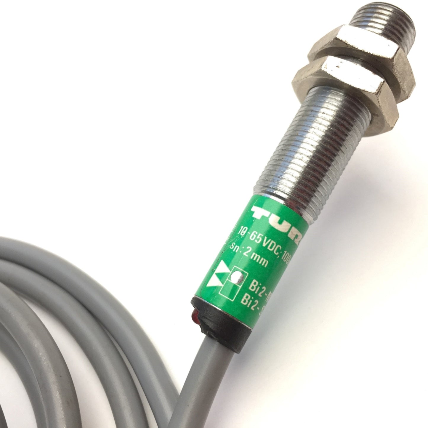 Used Turck Bi2-M12-AD4X Inductive Proximity Sensor, 10-65VDC, M12x1, NO, Range: 2mm