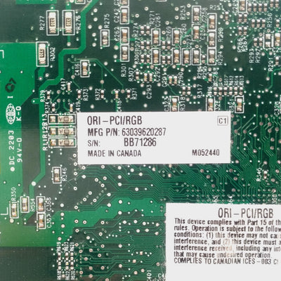 Used Matrox ORI-PCI/RGB Rev. C Orion Video Capture Card/Frame Grabber PCI 2x BNC VGA