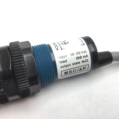 Used DI-ELL MSC/AP Photoelectric Proximity Sensor Switch, Barrel: M18, 10-30VDC 100mA