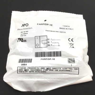New Micro Detectors FARP/DP-1E Photoelectric Sensor Switch, 3m, PNP, 4-Pin M12