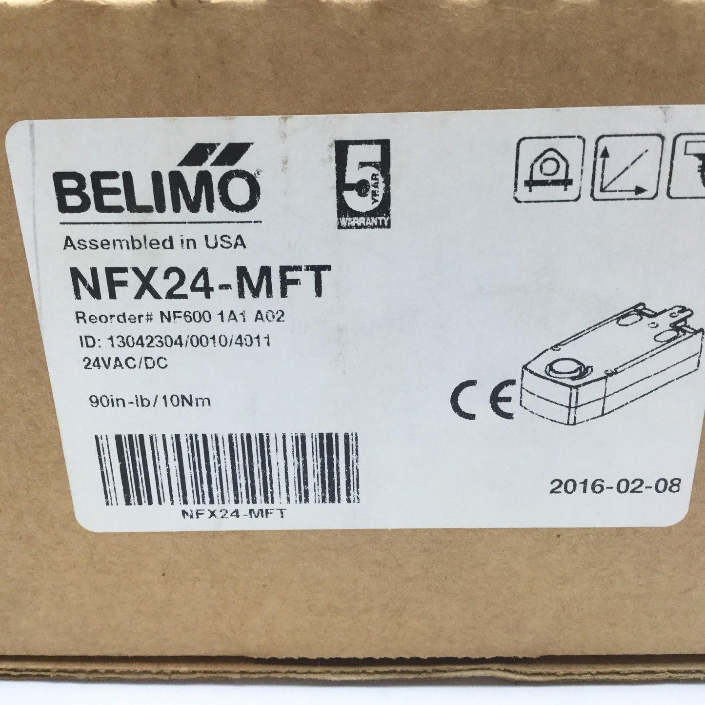 New Belimo NFX24-MFT Damper Actuator 24VAC/DC, Torque: 90lb-in/10Nm, Rotation: 95°
