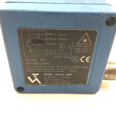 Used Wenglor YP11MGV80 High Performance Photoelectric Sensor, 50-100mm, Analog Output