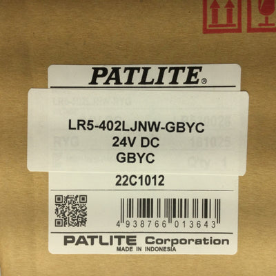 New New Patlite LR5-402LJNW-GBYC 50mm LED Signal Light Tower, 24VDC, 4 Colors