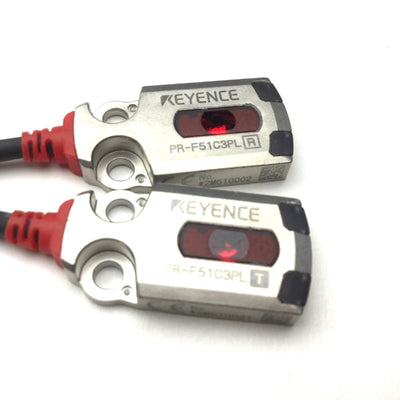 Used Keyence PR-F51C3PL Thrubeam Transmitter and Receiver Range: 0.6mm, PNP, 10-30VDC