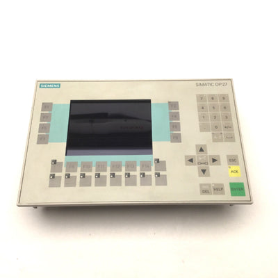 Used Siemens 6AV3627-1JK00-0AX0 Simatic OP27 Monochrome Operator Panel, 24VDC, 0.4A