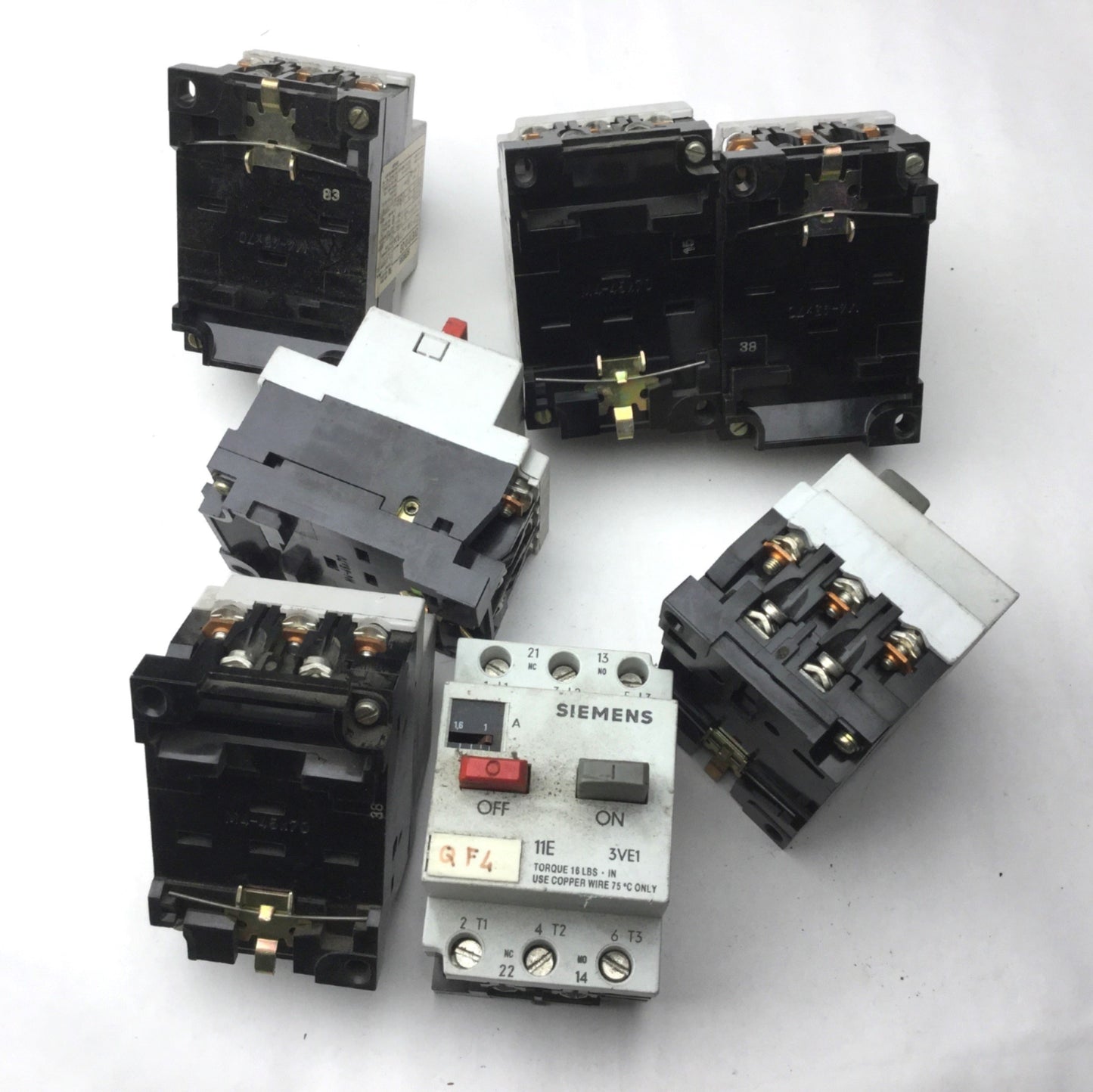 Used Lot of 7 Siemens 3VE1010-2F Motor Starter Protector Circuit Breaker, 1-1.6A