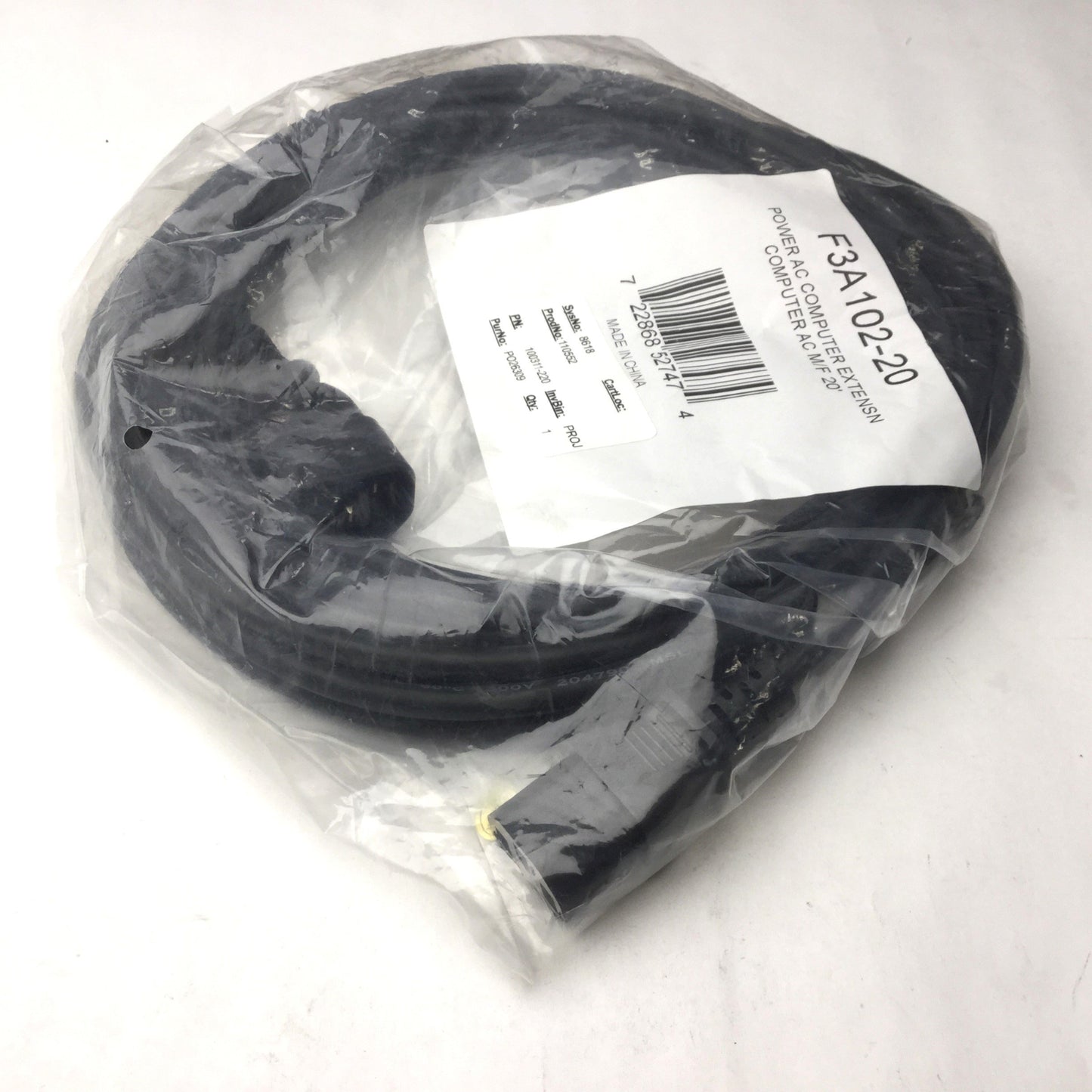 New Belkin F3A102-20 Power AC Computer Extension M/F Cord, Length: 20'
