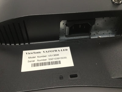 Used ViewSonic VA1931WA-LED 19" LCD Widescreen Display Monitor VGA 1366x768, VESA 100