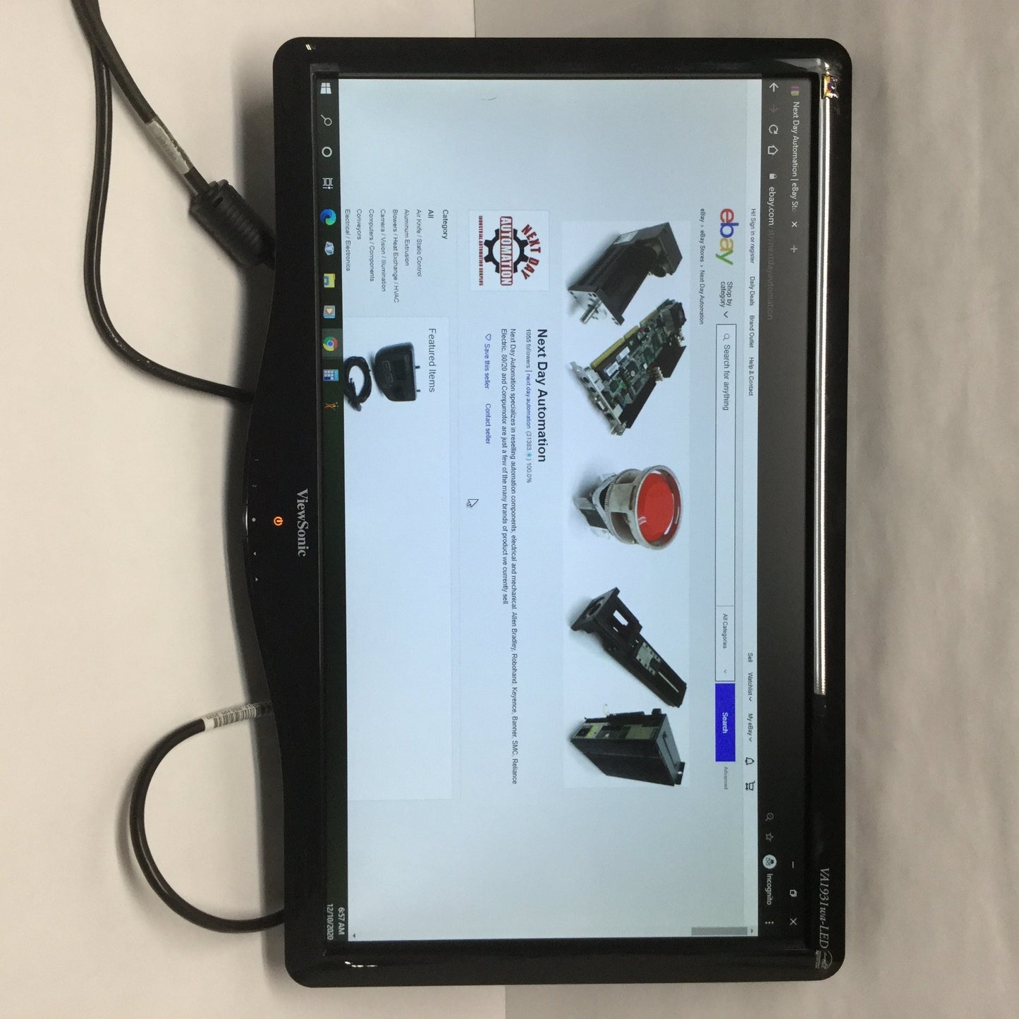 Used ViewSonic VA1931WA-LED 19" LCD Widescreen Display Monitor VGA 1366x768, VESA 100