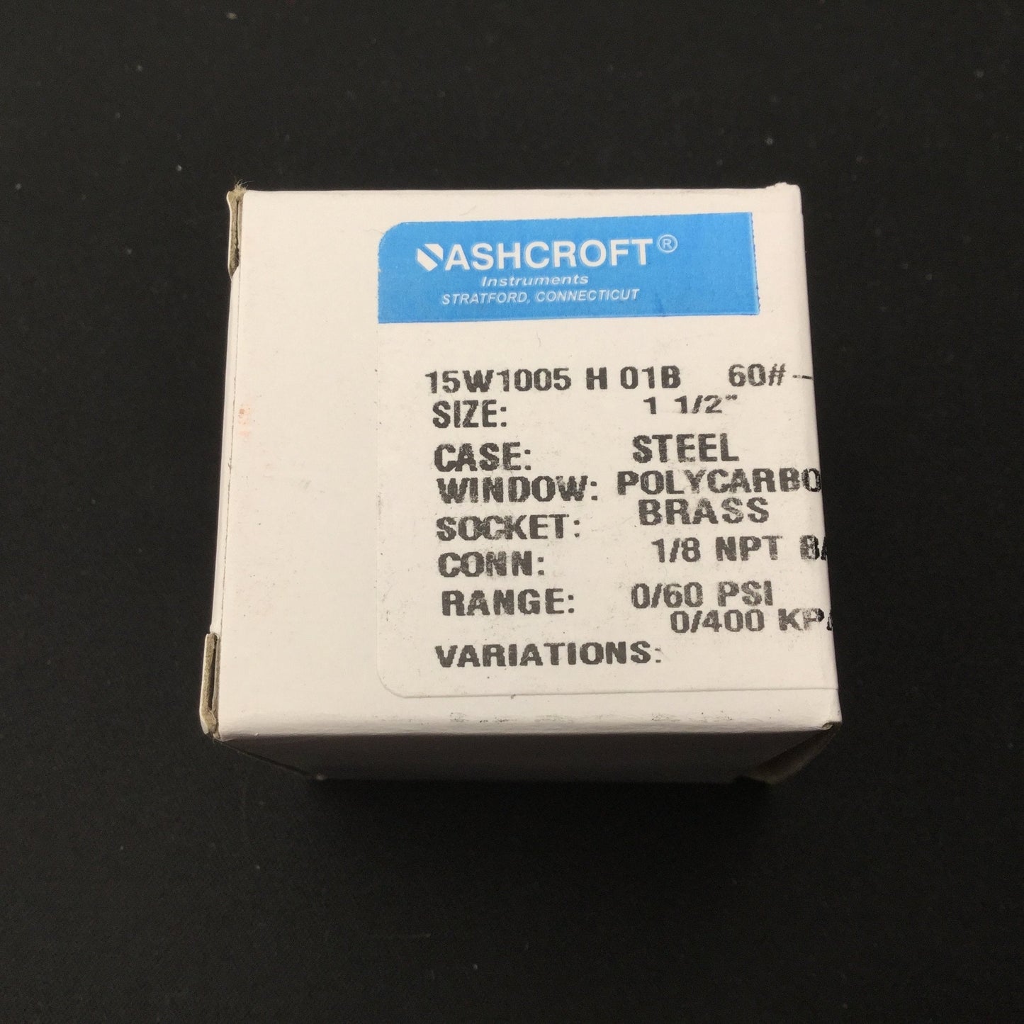 New Lot of 5 New Ashcroft 15W1005H01B Pneumatic Gauge, 0-60PSI, 1/8" NPT Back