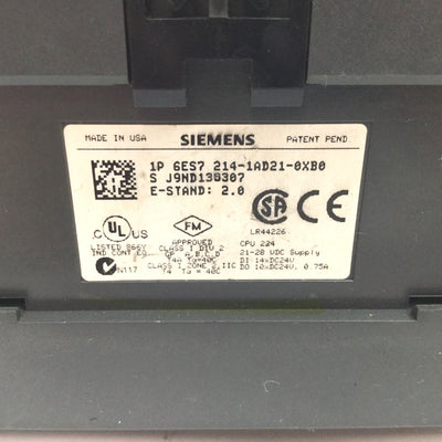 Used Siemens 6ES7 214-1AD21-0XB0 SIMATIC PLC CPU I/O Module, 14x Input, 10x Output