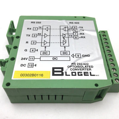 New Other Logel Optoisolated Converter, RS232 to RS422, Supply: 24VDC, DIN Rail Mount