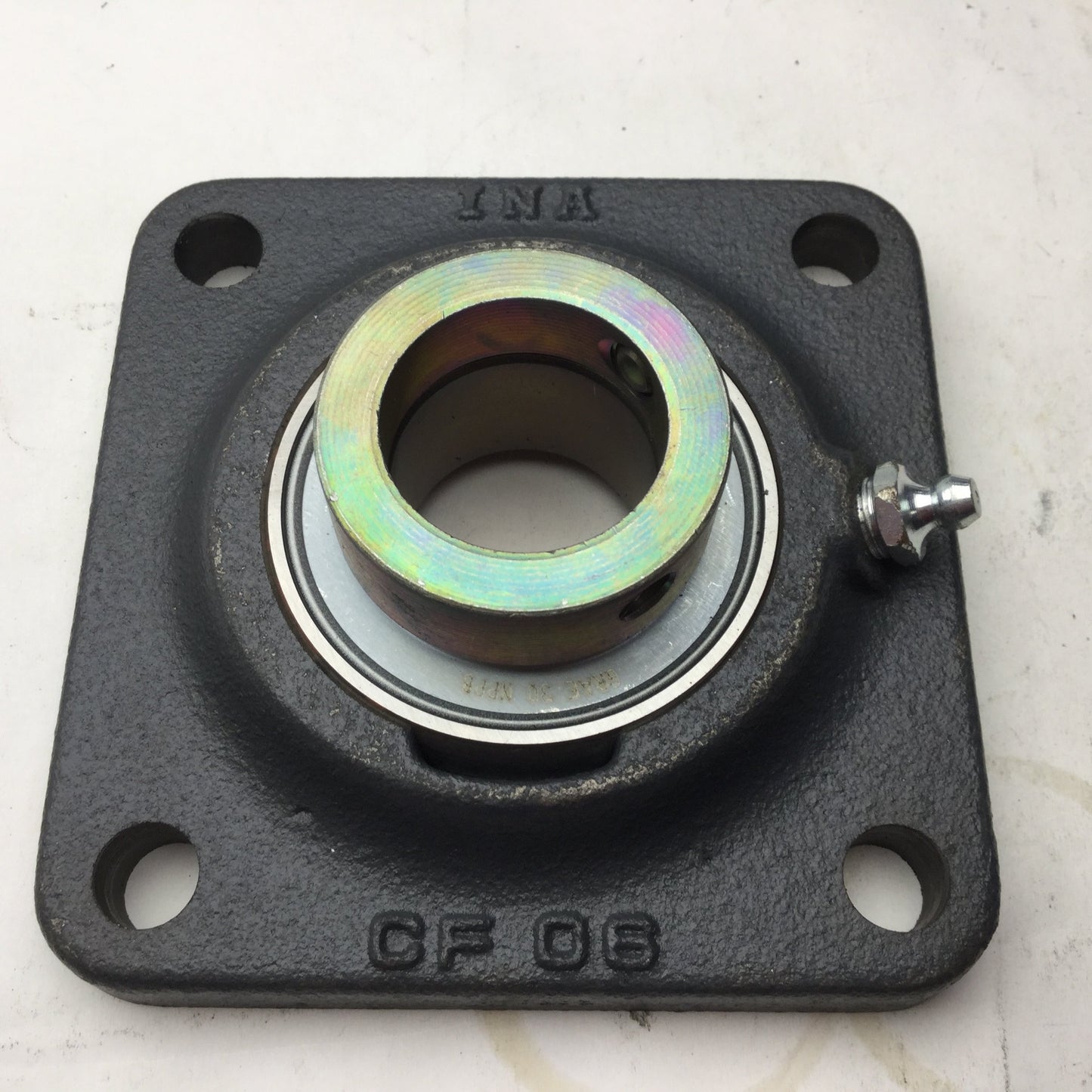 Used INA GRAE 30 NPPB Ball Bearing 4-Bolt Flange, Bore 20mm, OD: 47mm, 4.25x4.25"