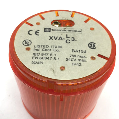 Used Telemecanique XVA-C35 Orange Amber Stack Light, Rating: 7W 240V, *Without Bulb*