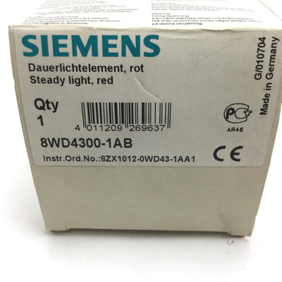 New Siemens 8WD4300-1AB Red Tower Stack Light, Rating: 7W 230V, *No Bulb*