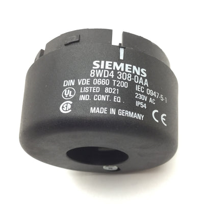 New – Open box Siemens 8WD4308-0AA Tower Stack Light Connecting Element, Rating: 230VAC, 25mm