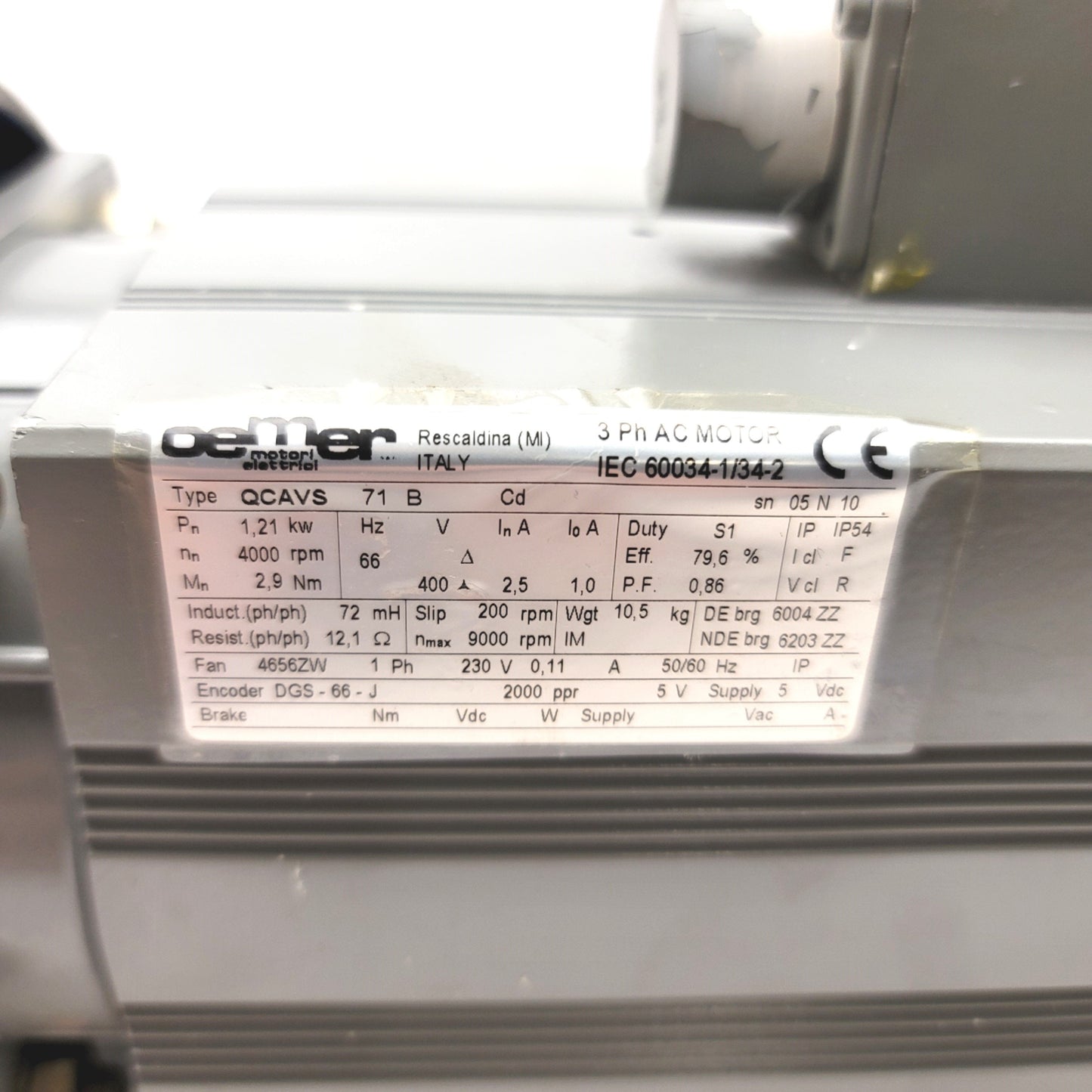 New Other OEMER QCAVS 71 B Sincrovert 3-Phase Servo Motor With Rossi MR2l 40 PC1A Gearbox