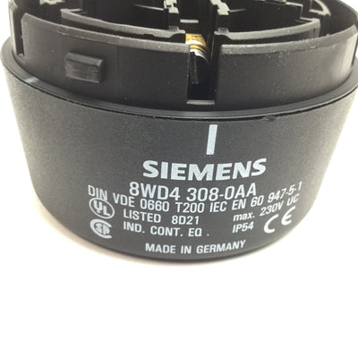 New – Open box Siemens 8WD4308-0AA Tower Stack Light Connecting Element, 230V, 25mm, With Cover