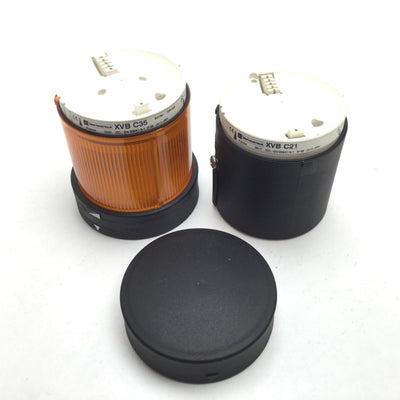 Used Telemecanique XVB-C35 Orange Amber Stack Light With XVB-C21 Base Module, 12-230V