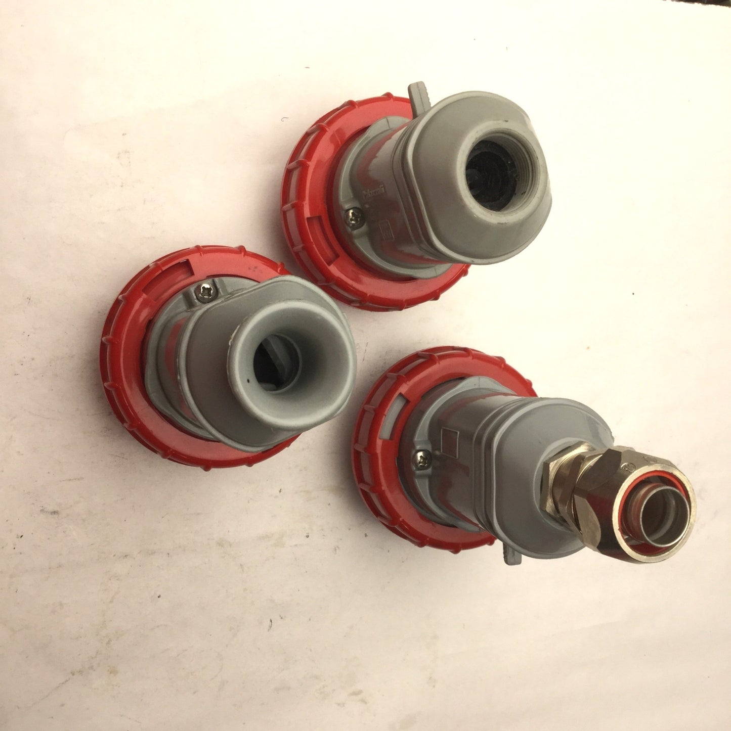 Used Lot of 3 Palazzoli 477413 Male Connector Plugs 16A-6H, IP67, 380/415VAC