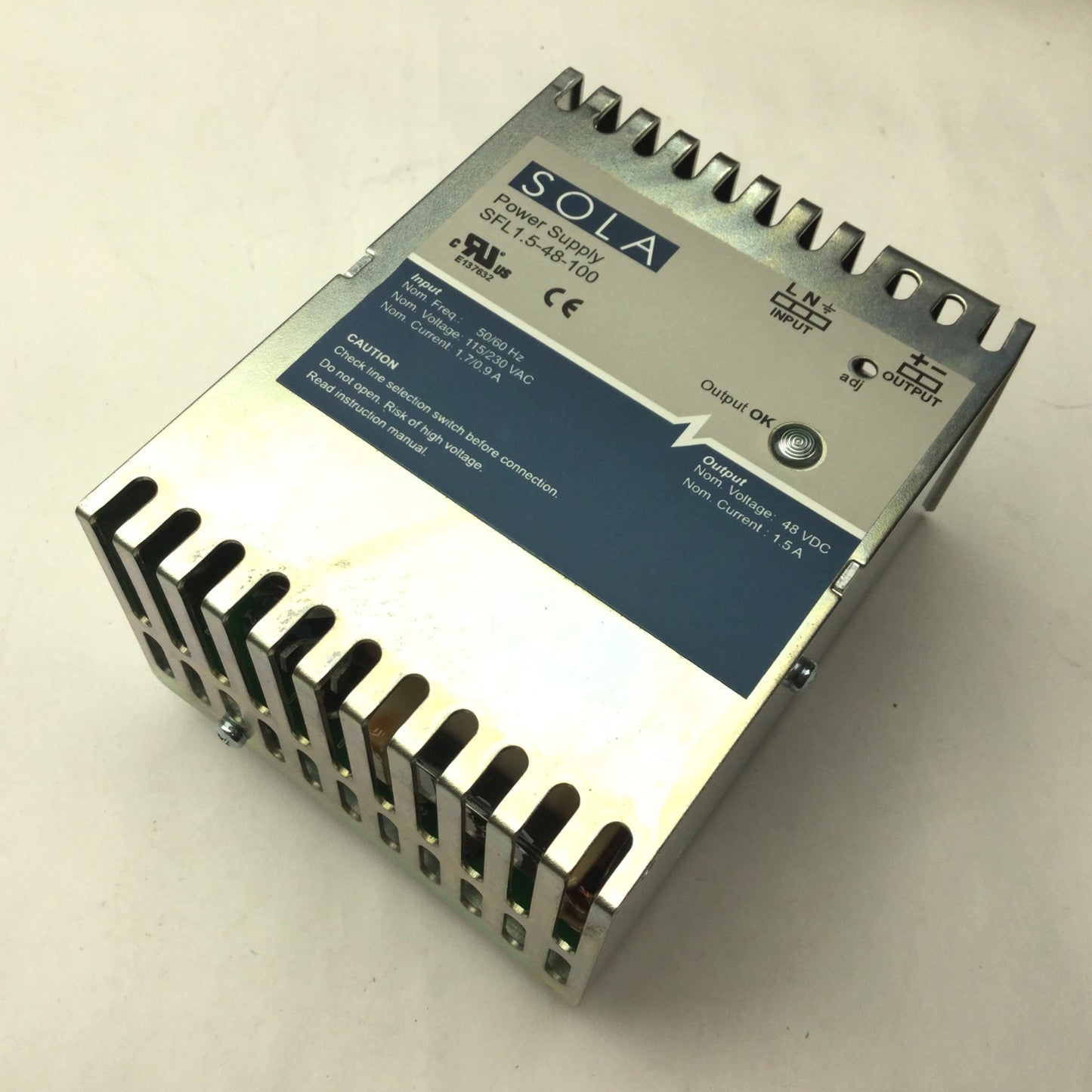 New Sola SFL1.5-48-100 Power Supply, 115/230VAC In, 48VDC 1.5A Out
