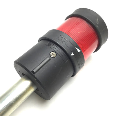 Used Telemecanique XVB-C34 Red Tower Stack Light, Rating: 10W 12-230V, W/ 200mm Pole