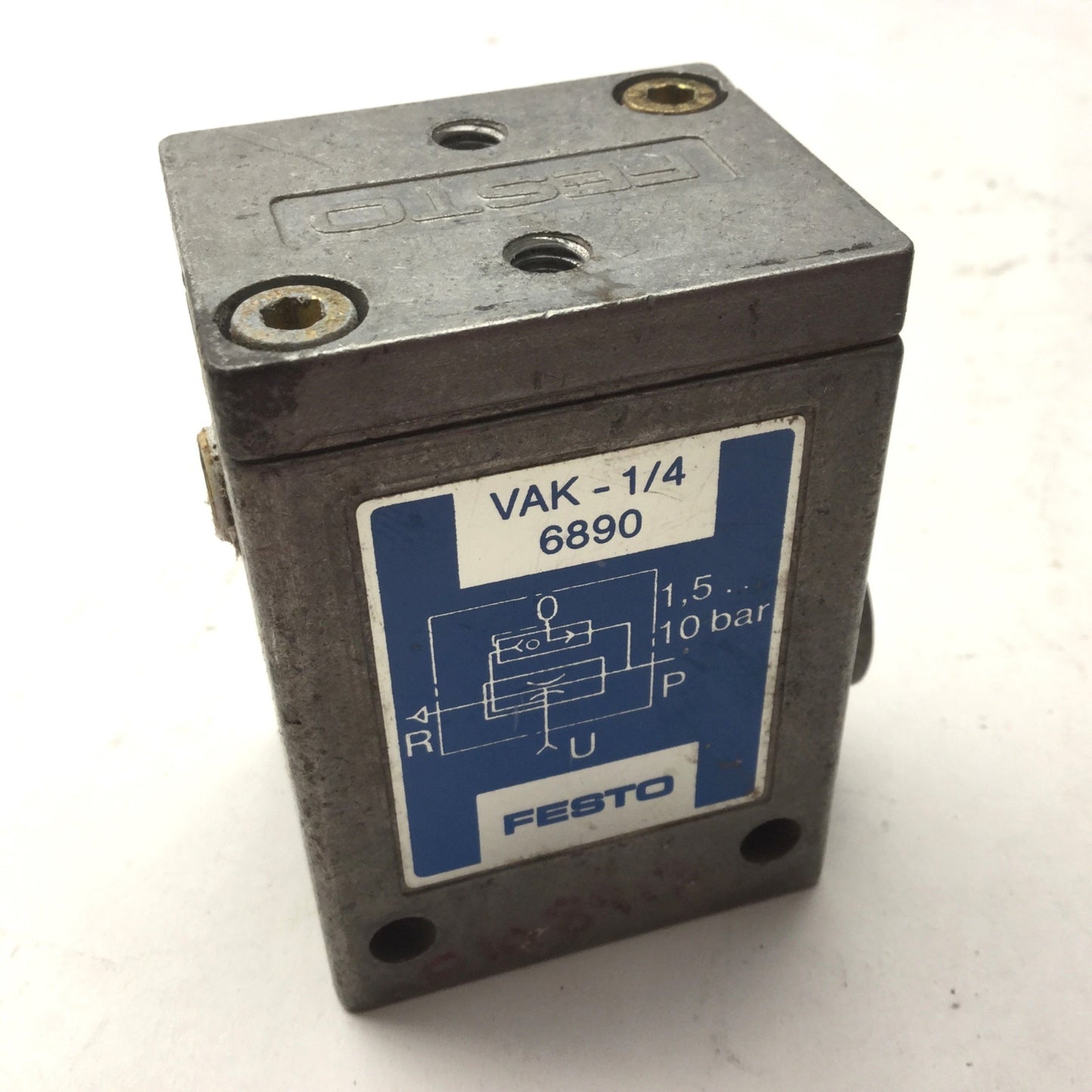 Used Festo 6890 VAK-1/4 Vacuum Generator, G1/4 BSPM, 80% Vacuum, Range: 21-145PSI