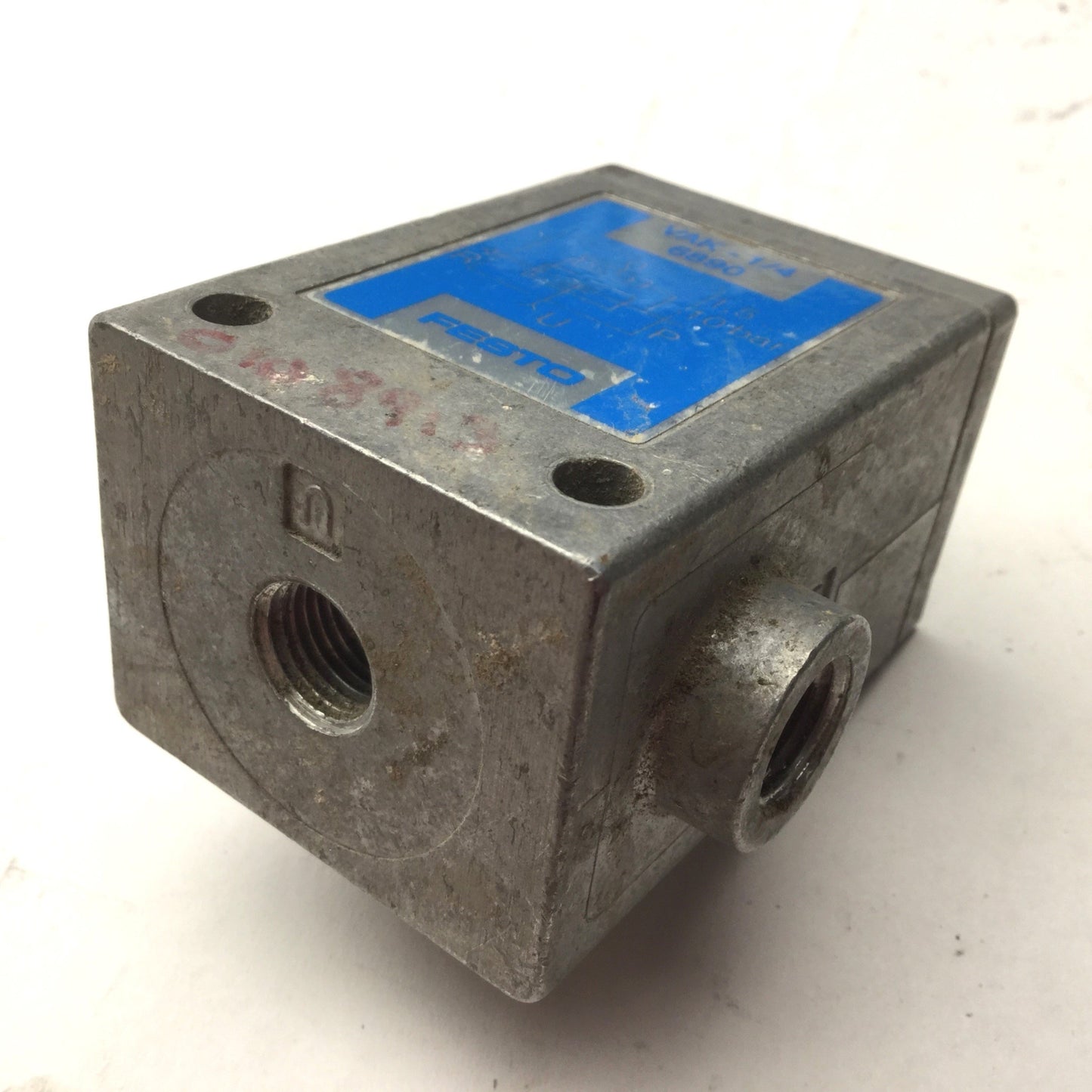 Used Festo 6890 VAK-1/4 Vacuum Generator, G1/4 BSPM, 80% Vacuum, Range: 21-145PSI