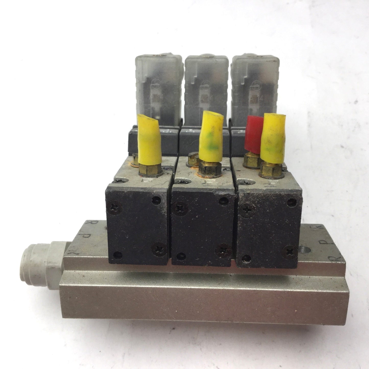 Used Bank of 3 SMC NVK3120 Solenoid Valves 2-Position 5-Way, 24VDC, Pressure: 0.7MPa
