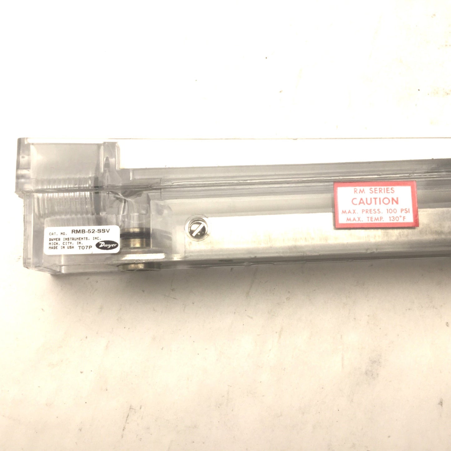 Used Dwyer RMB-52-SSV Air Flow Meter, 100psi Max, Range: 4-50 SCFH, Ports: 1/4" NPT