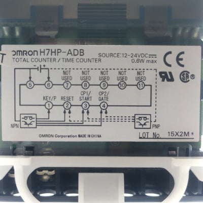 Used Omron H7HP-ADB Total/Time Counter, NpN/PnP, -99999 to 999999, 12-24VDC
