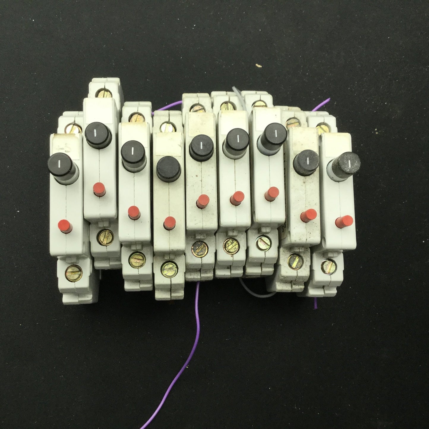 Used Lot of 9 Square D GCB10 Circuit Breakers, Series B, Rating: 1A 250VAC 65VDC
