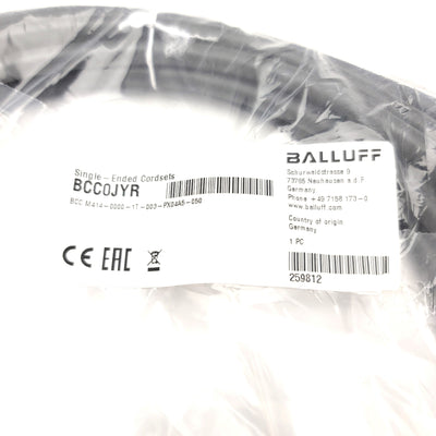 Balluff BCC0JYR BCC M414-0000-1T-003-PX04A5-050 Single-Ended Cordset M12, 5m