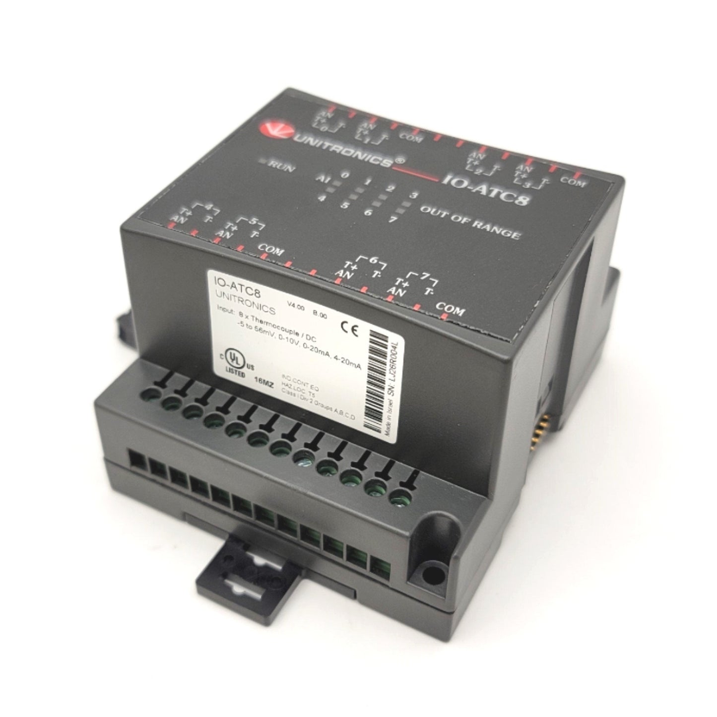 Used Unitronics IO-ATC8 Expansion Module 8 Analog/Thermocouple Inputs 0-10V 0-20mA