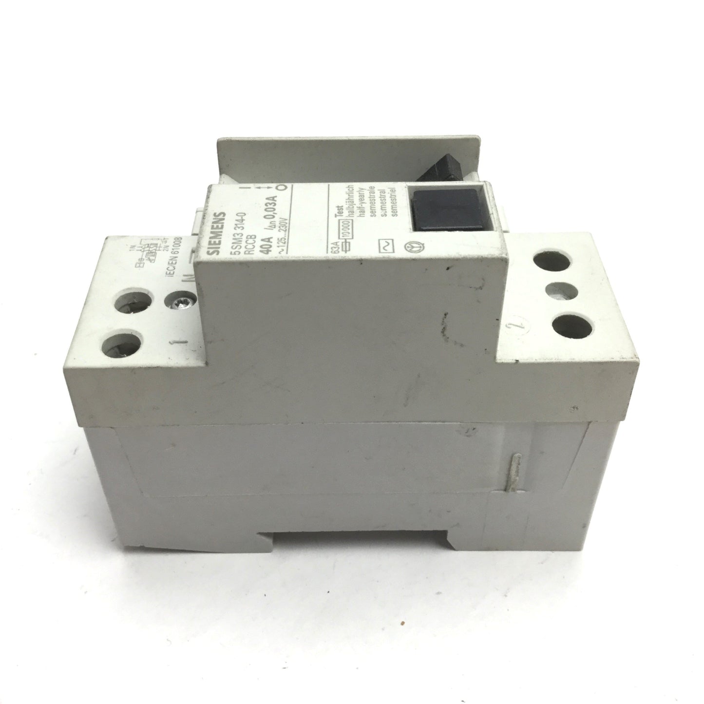 Used Siemens 5SM3 314-0 Circuit Breaker, 2-Pole, 40A w/ 5SW3000 Auxiliary Contact