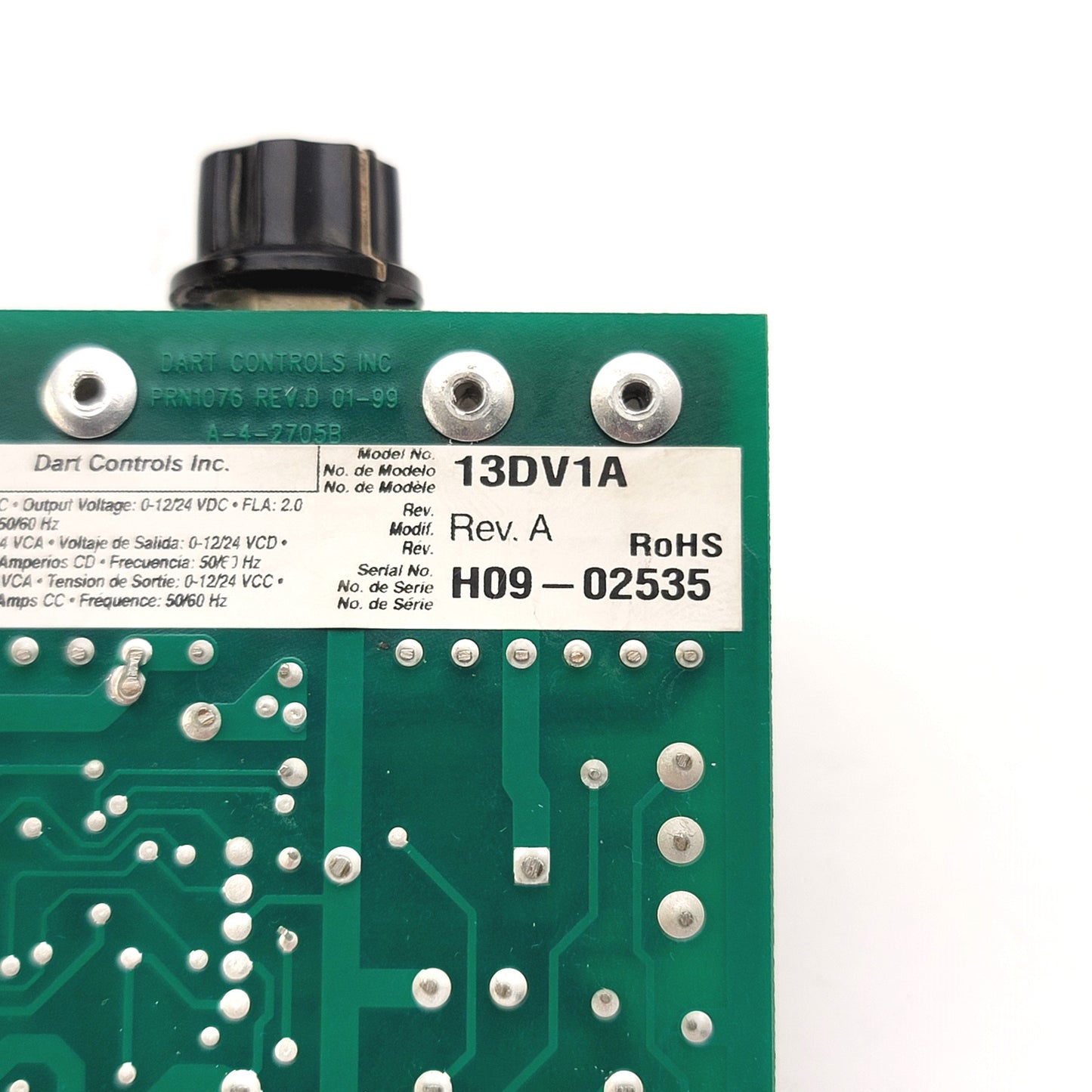 Used Dart Controls 13DV1A DC Speed Controller In: 12/24VAC Out: 0-12/24VDC 2A, 1/20HP