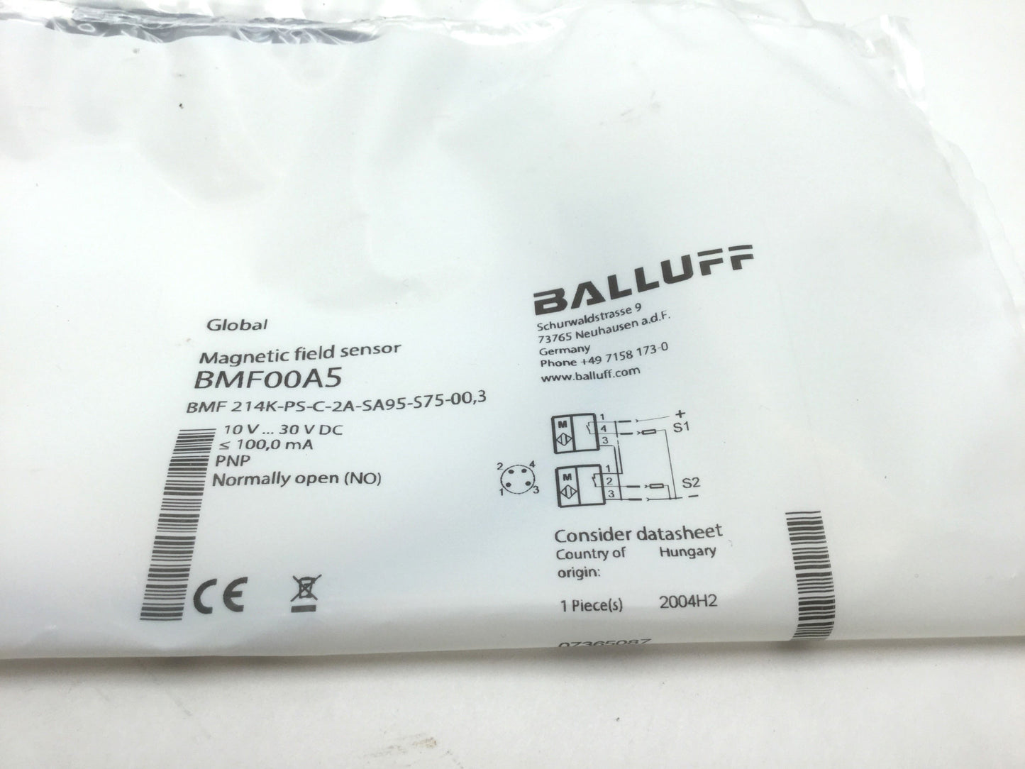 New Balluff BMF00A5 214K-PS-C-2A-SA95-S75-00 Magnetic Field Sensor 10-30 VDC M8 4Pin
