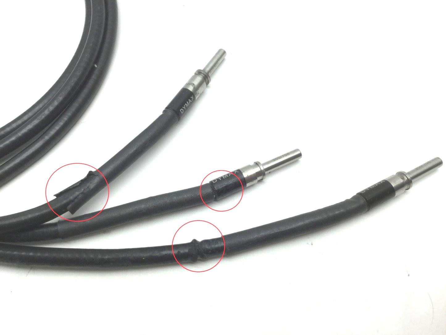 Used Dymax 38477 UV Curing Liquid Light Guide 3-Pole 1m 3x 3mm Bundle D-Style, Damage
