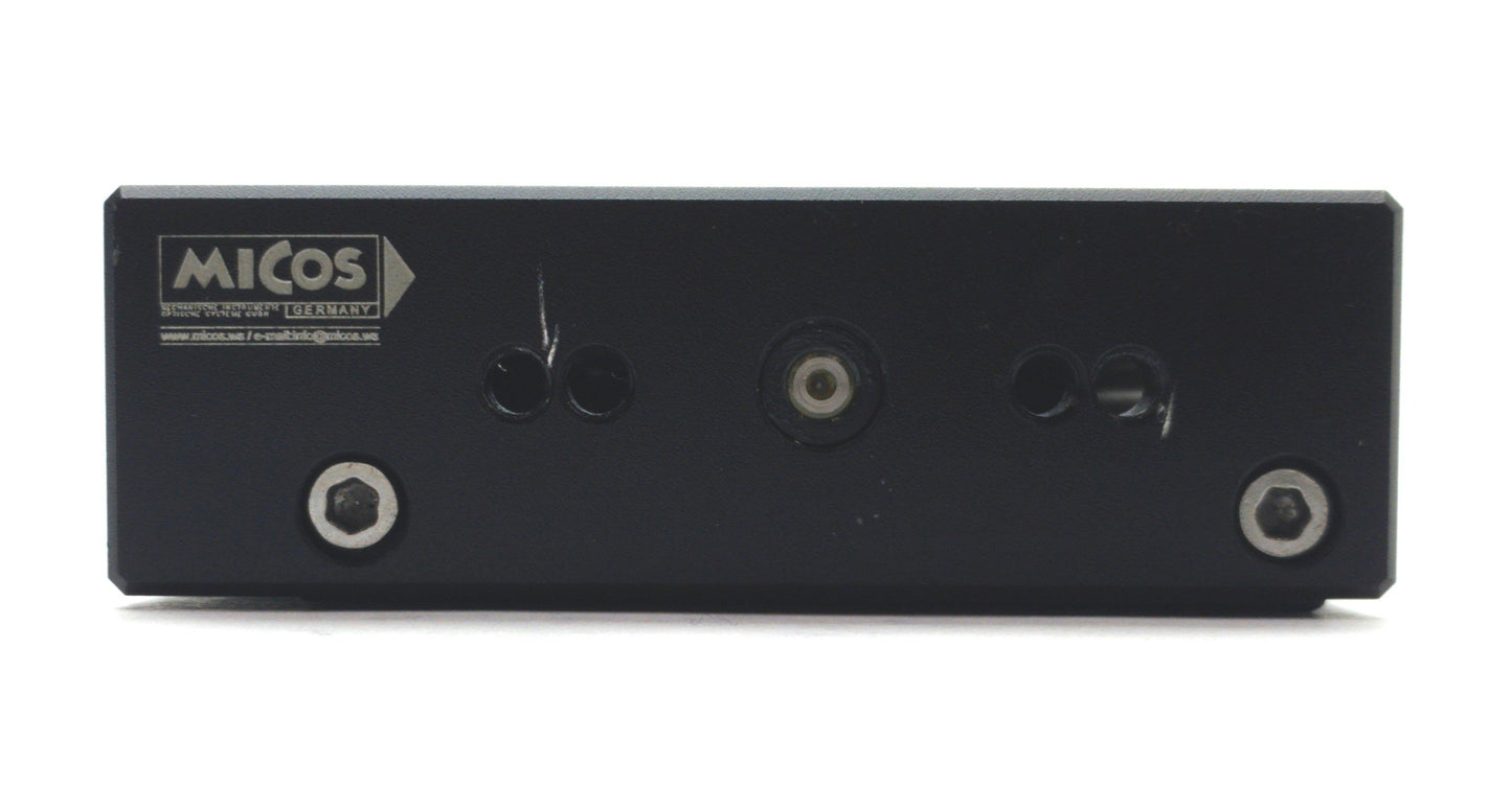 Used Micos 6230-9-640 VT-80 Manual Positioner/Stage 4" Travel 28TPI 2.5 x 2.25" Stage