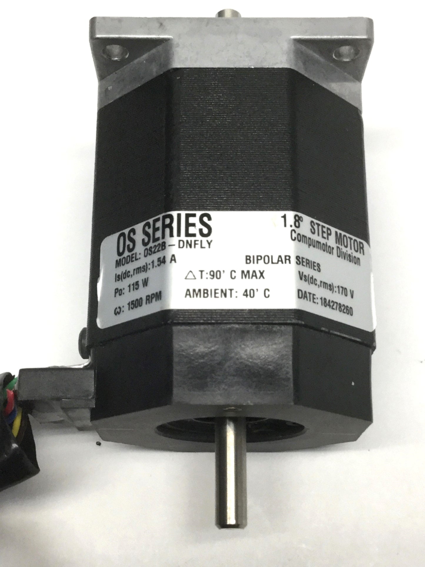 Used Parker OS22B-DNFLY Compumotor Double-Shaft Bipolar Stepper Motor NEMA 23, 170VDC