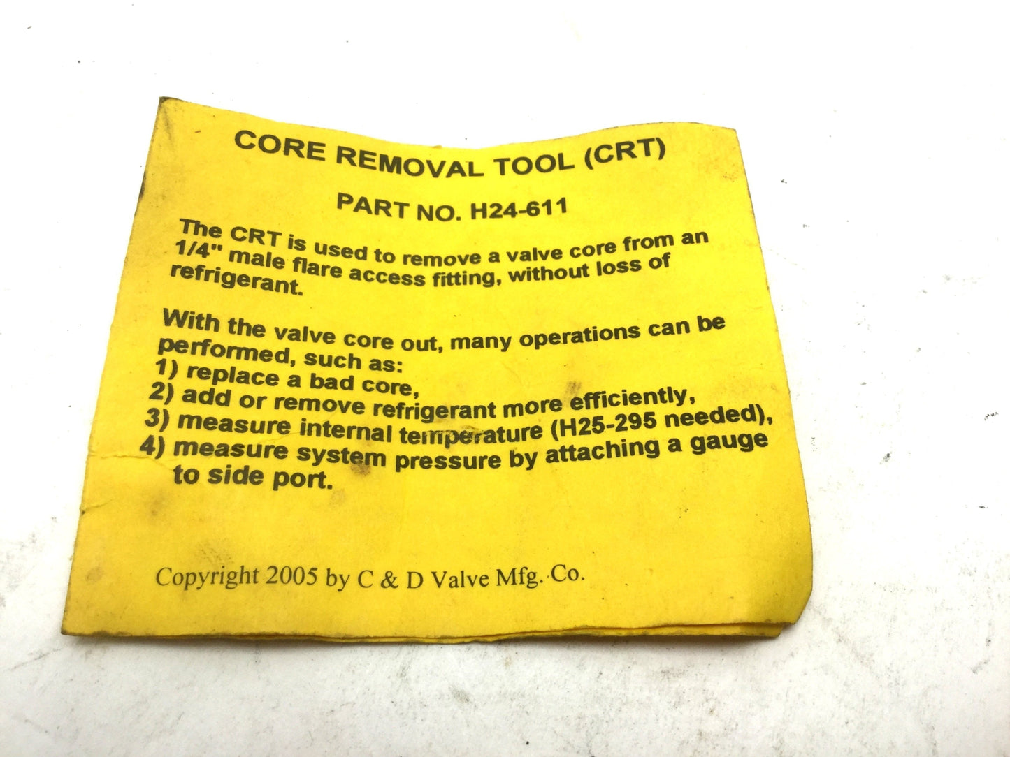 New C&D H24-611 Core Removal Tool CRT 1/4" Male Flare