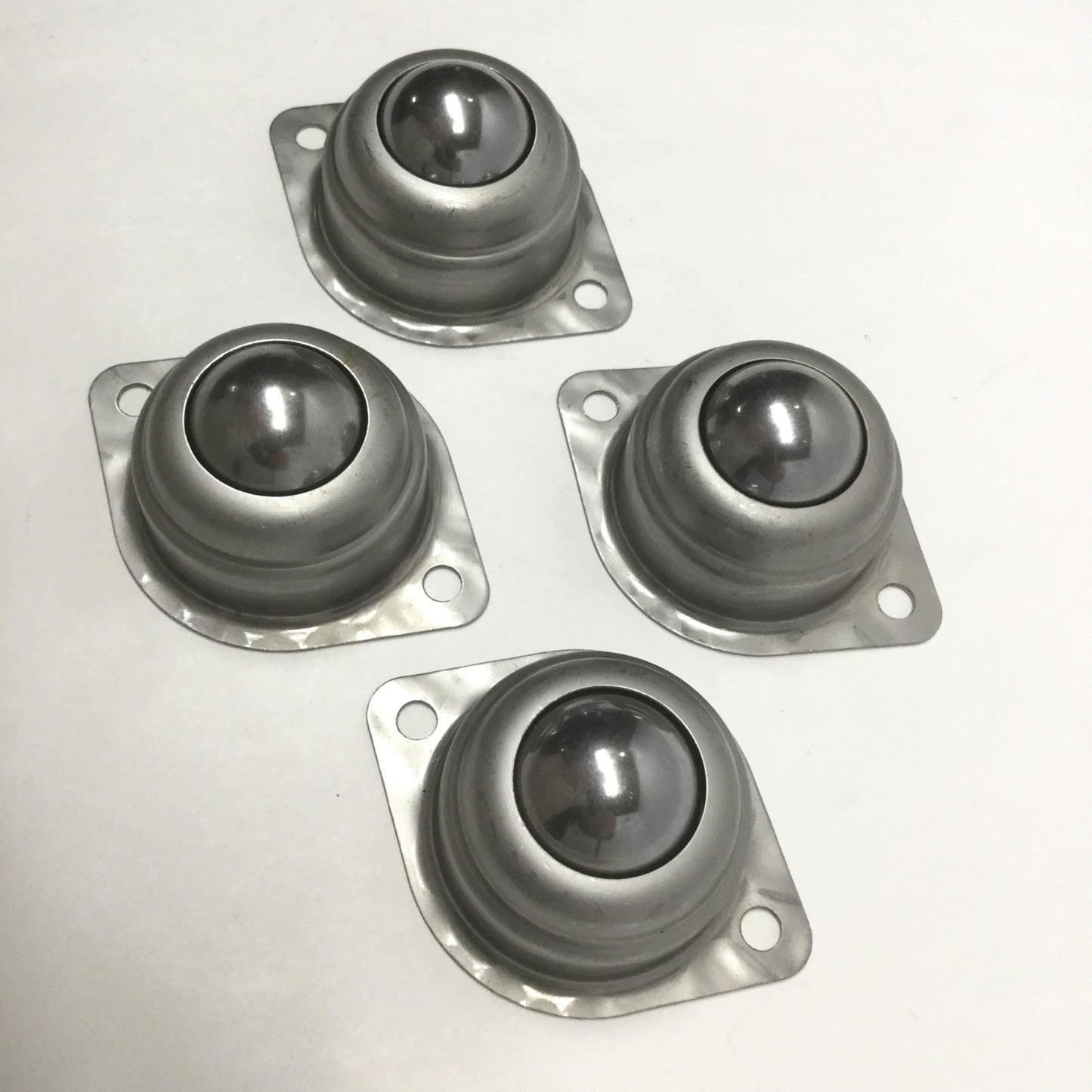 New – Open box Lot of 4 Ball Transfers, Flange-Mount, Stainless Steel, 125lb Capacity, 1" Dia.