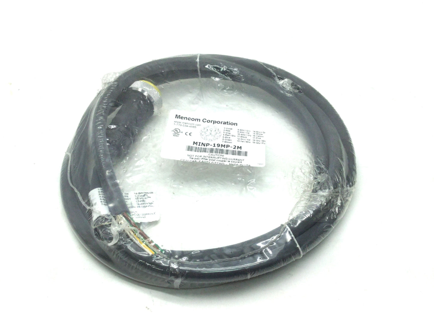 New Mencom MINP-19MP-2M MIN Size III Cordset Cable 19 Pole 2M 18/22Awg