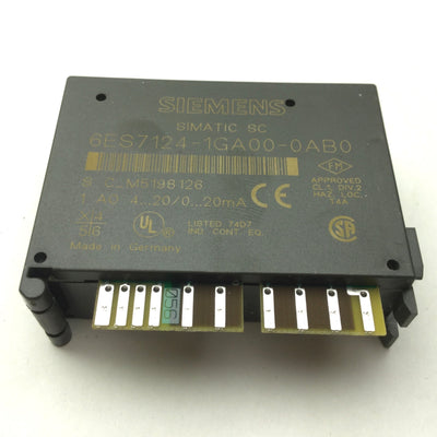 Used Siemens 6ES7 124-1GA00-0AB0 Analog Electronic Module, 1 Output, Simatic SC