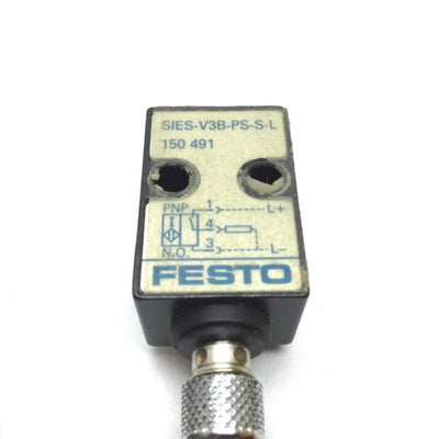 Used Festo SIES-V3B-PS-S-L Inductive Proximity Sensor, 2mm Range, 10-30VDC, PNP 3-Pin