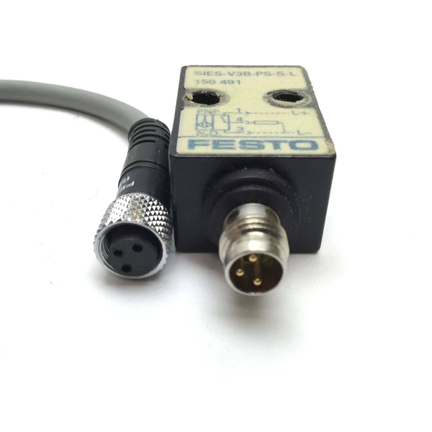 Used Festo SIES-V3B-PS-S-L Inductive Proximity Sensor, 2mm Range, 10-30VDC, PNP 3-Pin