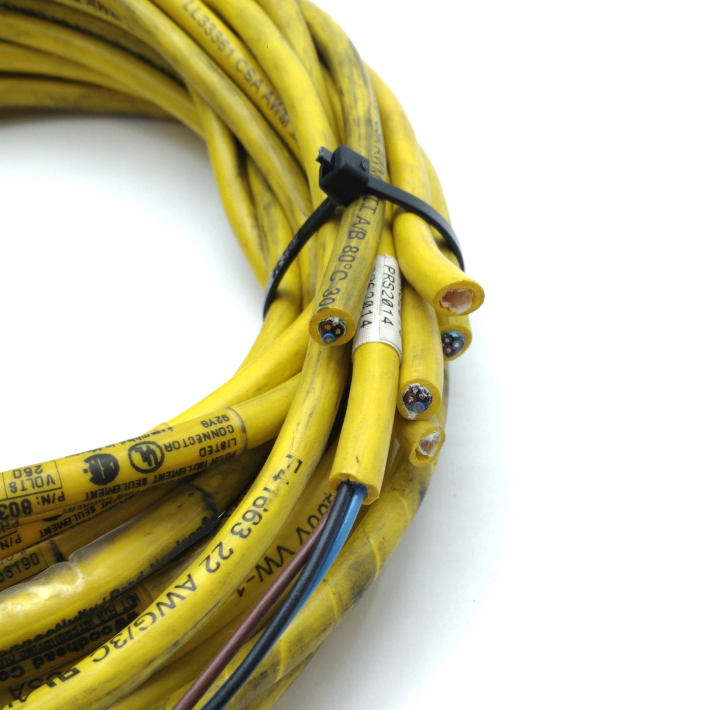 Used Lot of 6 Woodhead Right Angle Cables 3 Wire M12 Female to Leads 4' Long 250V 4A